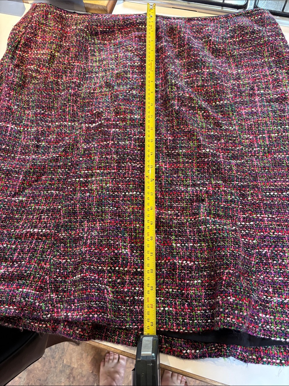 Talbots Multicolor Tweed Bouclée Midi Skirt - Pink, Black, Green